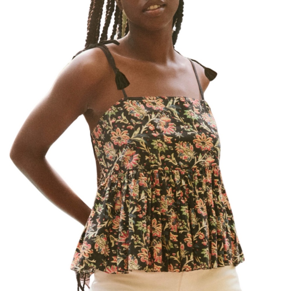 The Great Dainty Black Paisly Floral Tank Top